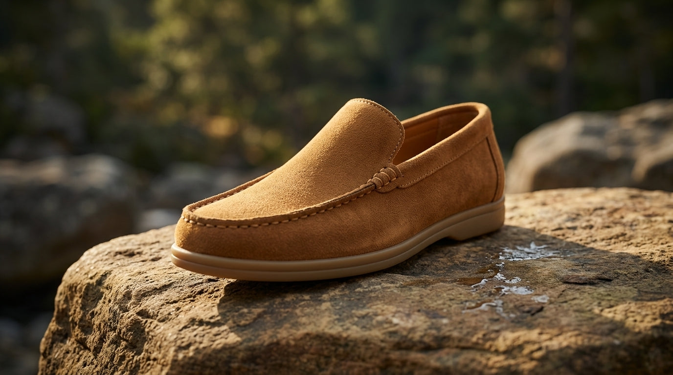 Camel Suede Loafer Plain Vamp Gum Sole