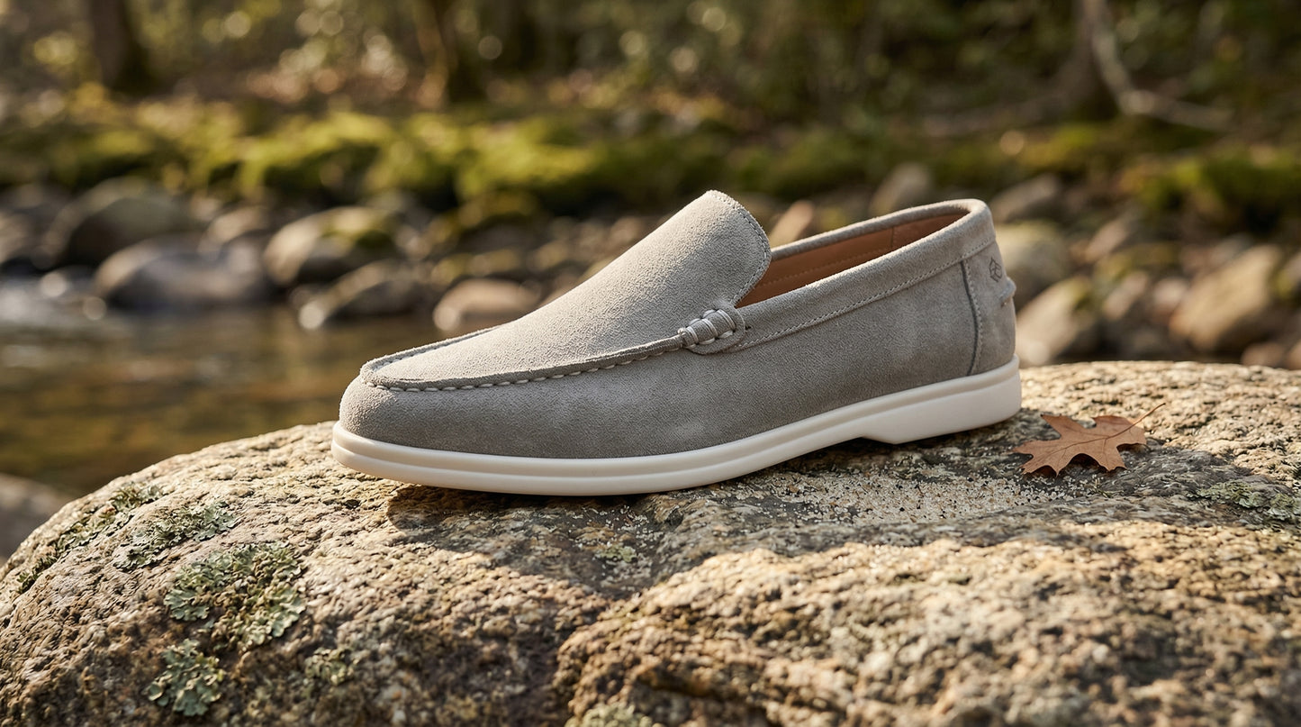Light Grey Suede Loafer