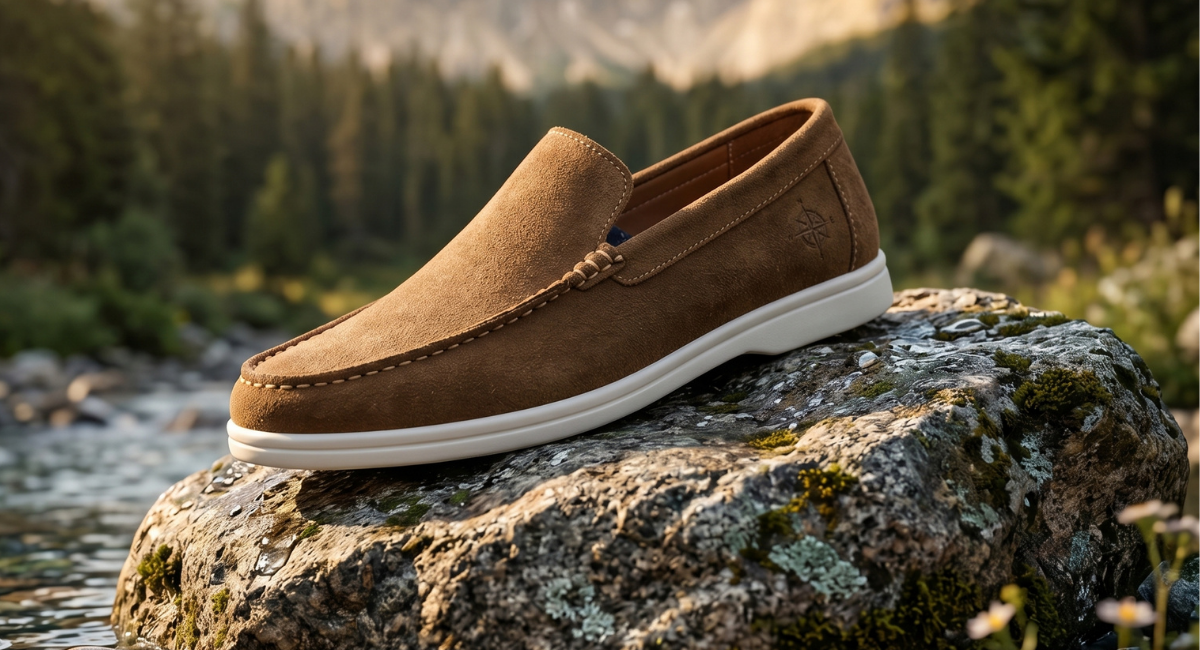 Brown Suede loafer (White Sole)