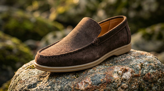 Dark Brown Suede Loafer Plain Vamp Gum Sole