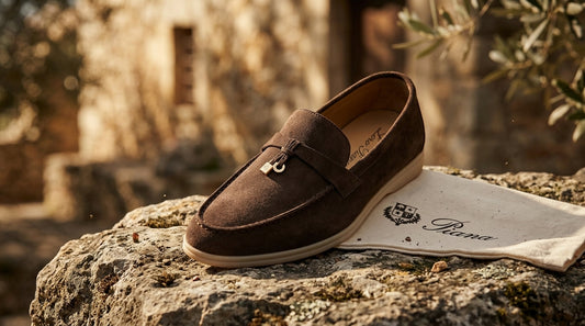 Dark Brown Suede Loafer with Strap Charm