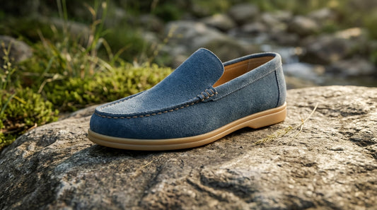 Navy Blue Suede Loafer
